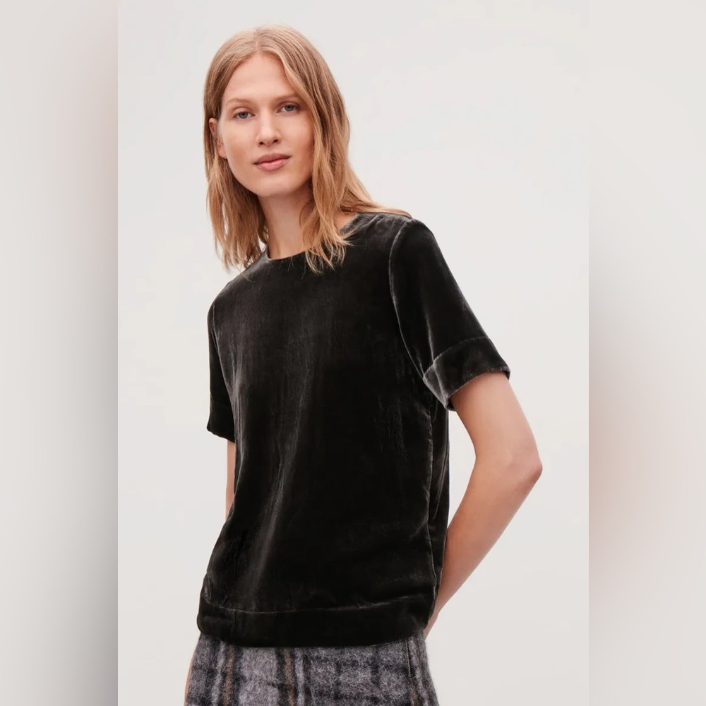 COS Gray Rayon/Silk Velvet Tee 10